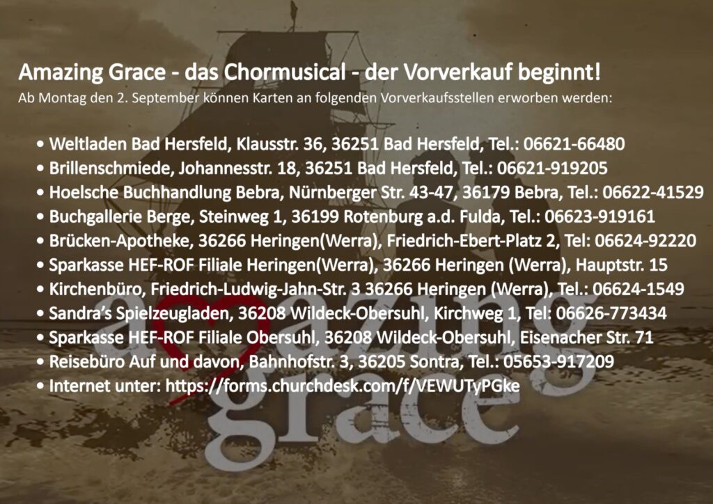 amazing grace vorverkauf